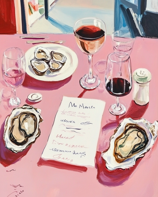 Pink Seafood Feast Paint by Numbers