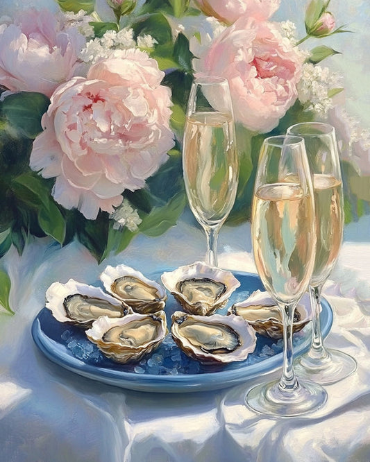 Oyster and Champagne Night Paint by Numbers