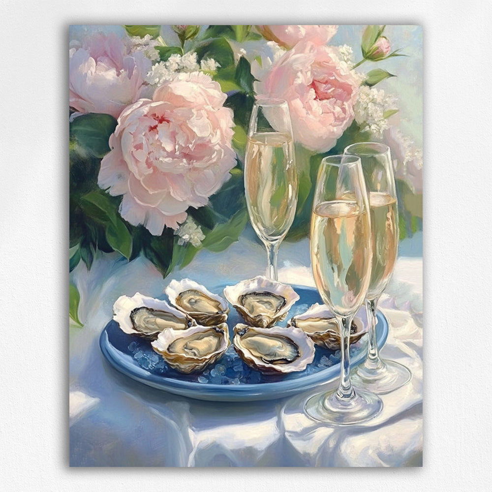 Oyster and Champagne Night Paint by Numbers