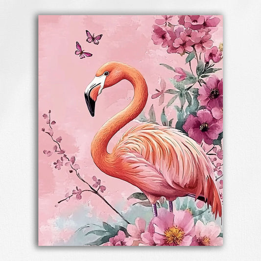 Butterfly and Pink Flamingos Paint by Numbers