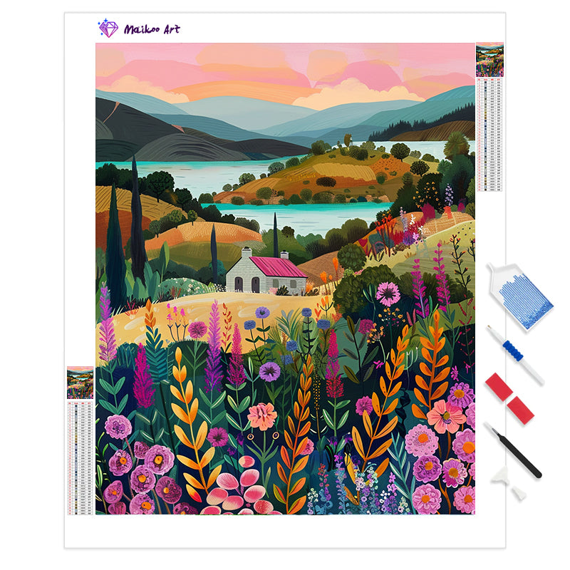 Farbenfrohe Landschaft von Maikoo™ Diamond Painting Kit Nr. 01 