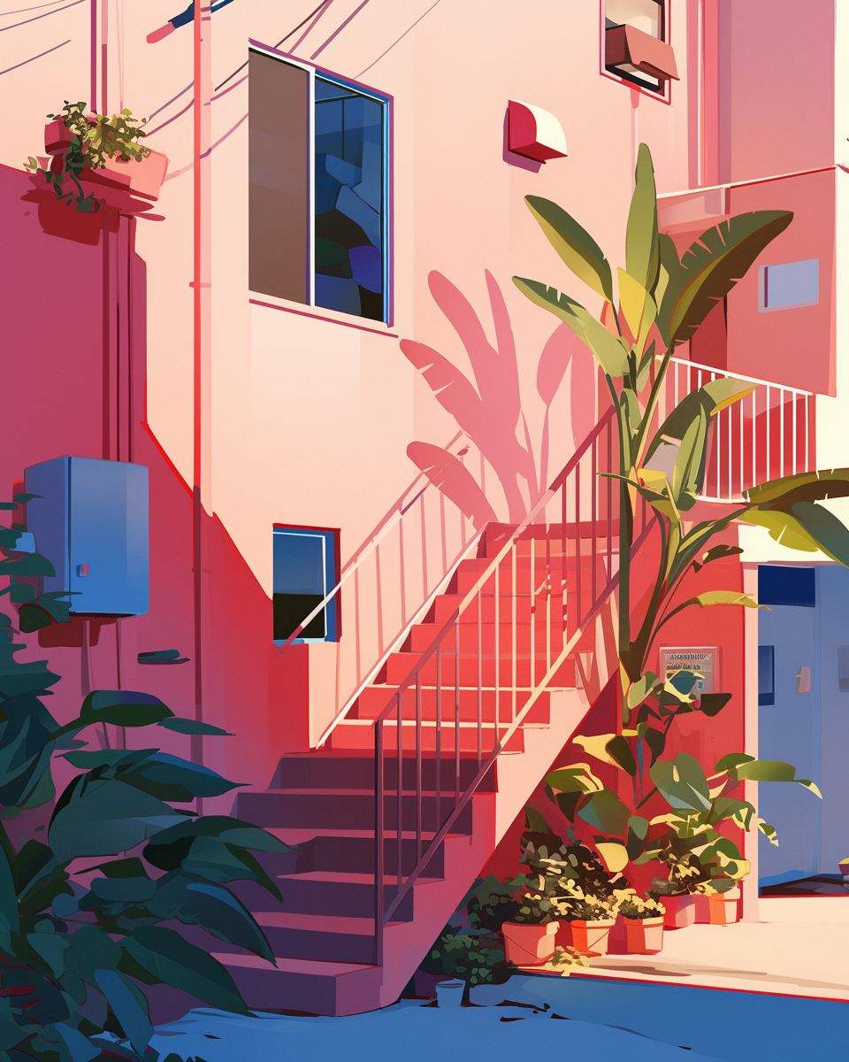 Pink Stairway Paint by Numbers