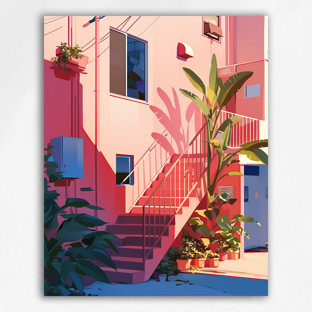 Pink Stairway Paint by Numbers